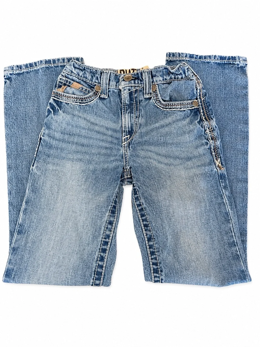 Ariat B4 Relaxed Boys Bootcut Jeans Adjustable Thick Stitch Medium Wash Denim 12